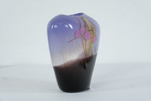 Load image into Gallery viewer, Art Glass Purple Black Freeform Vase Contemporary Studio Style