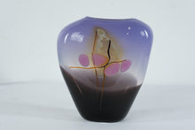 Load image into Gallery viewer, Art Glass Purple Black Freeform Vase Contemporary Studio Style