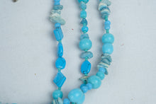 Load image into Gallery viewer, Turquoise Blue Three Strand Beaded Statement Necklace Boho Southwestern Style