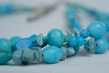 Load image into Gallery viewer, Turquoise Blue Three Strand Beaded Statement Necklace Boho Southwestern Style