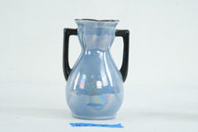 Load image into Gallery viewer, Vintage Japan Blue Lusterware Double Handle Vase Black Art Deco 5 Inch