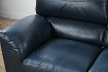 Load image into Gallery viewer, La-Z-Boy Navy Leather Power Reclining Sofa – Premium Comfort & Classic Style