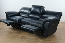 Load image into Gallery viewer, La-Z-Boy Navy Leather Power Reclining Sofa – Premium Comfort & Classic Style