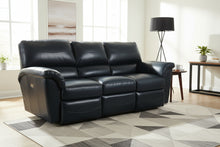 Load image into Gallery viewer, La-Z-Boy Navy Leather Power Reclining Sofa – Premium Comfort & Classic Style