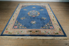Load image into Gallery viewer, Chinese Wool Floral Area Rug - Blue and Blush - Blossom Motif