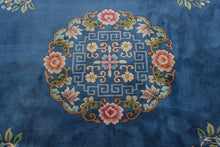 Load image into Gallery viewer, Chinese Wool Floral Area Rug - Blue and Blush - Blossom Motif