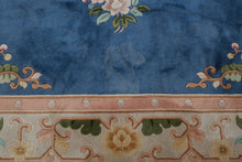 Load image into Gallery viewer, Chinese Wool Floral Area Rug - Blue and Blush - Blossom Motif