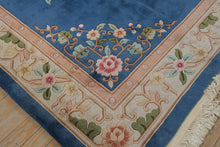 Load image into Gallery viewer, Chinese Wool Floral Area Rug - Blue and Blush - Blossom Motif