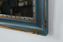 Load image into Gallery viewer, Large Rubbed Blue and Gold Wall Mirror – Elegant Distressed Finish