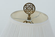 Load image into Gallery viewer, Blue and White Porcelain Table Lamp on Brass Base β 23" Elegant Accent Light with Pleated Shade