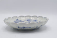 Load image into Gallery viewer, Antique Japanese Arita Blue White Porcelain Chrysanthemum Scalloped Bowl 7 Inch