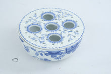Load image into Gallery viewer, MMA PEM Blue and White Porcelain Flower Frog Bowl Bulb Planter 7 Inch
