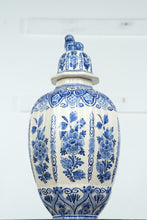 Load image into Gallery viewer, Hand Painted Delft Blue Style Lidded Ginger Jar with Lion Finial Floral Ceramic 16 Inch