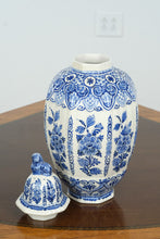 Load image into Gallery viewer, Hand Painted Delft Blue Style Lidded Ginger Jar with Lion Finial Floral Ceramic 16 Inch