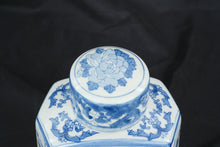 Load image into Gallery viewer, Blue & White Porcelain Tea Caddy Jar with Lid Scenic Landscape Chinoiserie Decor 9"