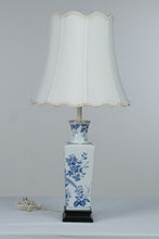 Load image into Gallery viewer, Vintage Blue White Porcelain Table Lamp Birds Flowers Chinoiserie 33 Inch