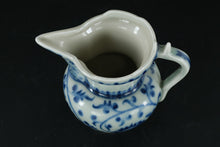 Load image into Gallery viewer, Blue & White Porcelain Mini Pitcher – Floral Scroll Design, 4" Tall, Marked Base