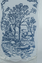 Load image into Gallery viewer, Currier and Ives Blue Frosted Glass Tumblers Pair Americana