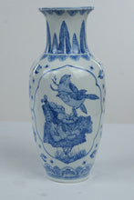 Load image into Gallery viewer, Chinese Blue and White Porcelain Vase Birds and Flowers Baluster 14 Inch