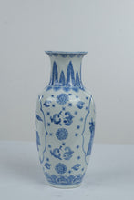 Load image into Gallery viewer, Chinese Blue and White Porcelain Vase Birds and Flowers Baluster 14 Inch