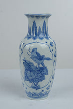 Load image into Gallery viewer, Chinese Blue and White Porcelain Vase Birds and Flowers Baluster 14 Inch