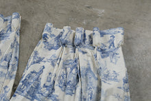 Load image into Gallery viewer, Blue White Country Life Toile Custom Lined Drapery Panels 4 Panel Set 92 Inch
