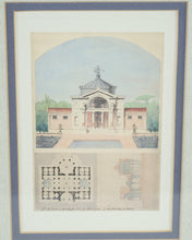 Load image into Gallery viewer, Architectural Print – Soufflot “Un Pavillon de Bains” Elevation & Plan, Framed Neoclassical Design Engraving