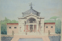 Load image into Gallery viewer, Architectural Print – Soufflot “Un Pavillon de Bains” Elevation & Plan, Framed Neoclassical Design Engraving