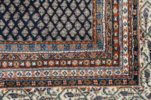 Load image into Gallery viewer, Vintage Persian Style Navy Blue Wool Area Rug 9 x 12 Diamond Lattice Floral Pattern