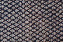 Load image into Gallery viewer, Vintage Persian Style Navy Blue Wool Area Rug 9 x 12 Diamond Lattice Floral Pattern