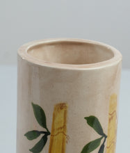 Load image into Gallery viewer, Hand Painted Bamboo Studio Pottery Cylinder Vase Signed H Bell 7 5 Inch