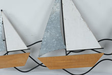 Load image into Gallery viewer, Large Sailboat Metal Wall Art 3 Boats Nautical Coastal Decor 40 x 19