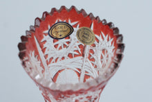 Load image into Gallery viewer, Vintage Bohemia 24 Percent Lead Crystal Ruby Red Cut Glass Vase 8 Inch