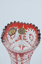 Load image into Gallery viewer, Vintage Bohemia 24 Percent Lead Crystal Ruby Red Cut Glass Vase 8 Inch