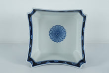 Load image into Gallery viewer, Bombay Blue & White Porcelain Square Bowl Set – Butterfly & Floral Pattern – Set of 3, Nesting