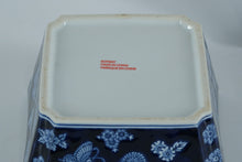 Load image into Gallery viewer, Bombay Blue & White Porcelain Square Bowl Set – Butterfly & Floral Pattern – Set of 3, Nesting