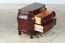 Load image into Gallery viewer, Traditional Bombe Chest Nightstand with Two Drawers and Brass Ring Pulls