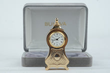 Load image into Gallery viewer, Bulova Quartz Mini Balloon Style Mantel Clock Gold Tone Japan With Box B1507