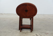 Load image into Gallery viewer, Bombay Company 2001 Folding TV Tray Tables Set of 4 Compass Rose Wood Stand