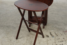Load image into Gallery viewer, Bombay Company 2001 Folding TV Tray Tables Set of 4 Compass Rose Wood Stand