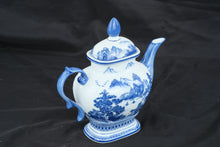 Load image into Gallery viewer, Bombay Blue & White Porcelain Teapot Scenic Landscape Chinoiserie 10"