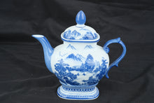 Load image into Gallery viewer, Bombay Blue & White Porcelain Teapot Scenic Landscape Chinoiserie 10"