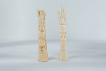 Load image into Gallery viewer, Pair Balinese Bone Carved Guardian Figures Mythical Deity Sculptures 6 5 Inch