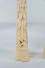 Load image into Gallery viewer, Pair Balinese Bone Carved Guardian Figures Mythical Deity Sculptures 6 5 Inch