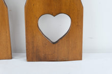 Load image into Gallery viewer, Vintage Folk Art Wood Wall Panels Boy Girl Flowers Heart Cutouts Pair