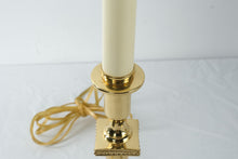 Load image into Gallery viewer, Solid Brass Candlestick Table Lamp 27 Inch Heavy Cream Column with Shade