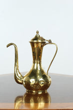 Load image into Gallery viewer, Antique Hand Hammered Brass Coffee Pot with Lid Copper Rivets Middle Eastern Style