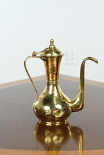 Load image into Gallery viewer, Antique Hand Hammered Brass Coffee Pot with Lid Copper Rivets Middle Eastern Style