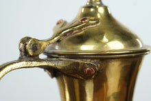 Load image into Gallery viewer, Antique Hand Hammered Brass Coffee Pot with Lid Copper Rivets Middle Eastern Style