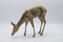 Load image into Gallery viewer, Vintage Korean Brass Grazing Deer Figurine 10 Inch Wildlife Sculpture